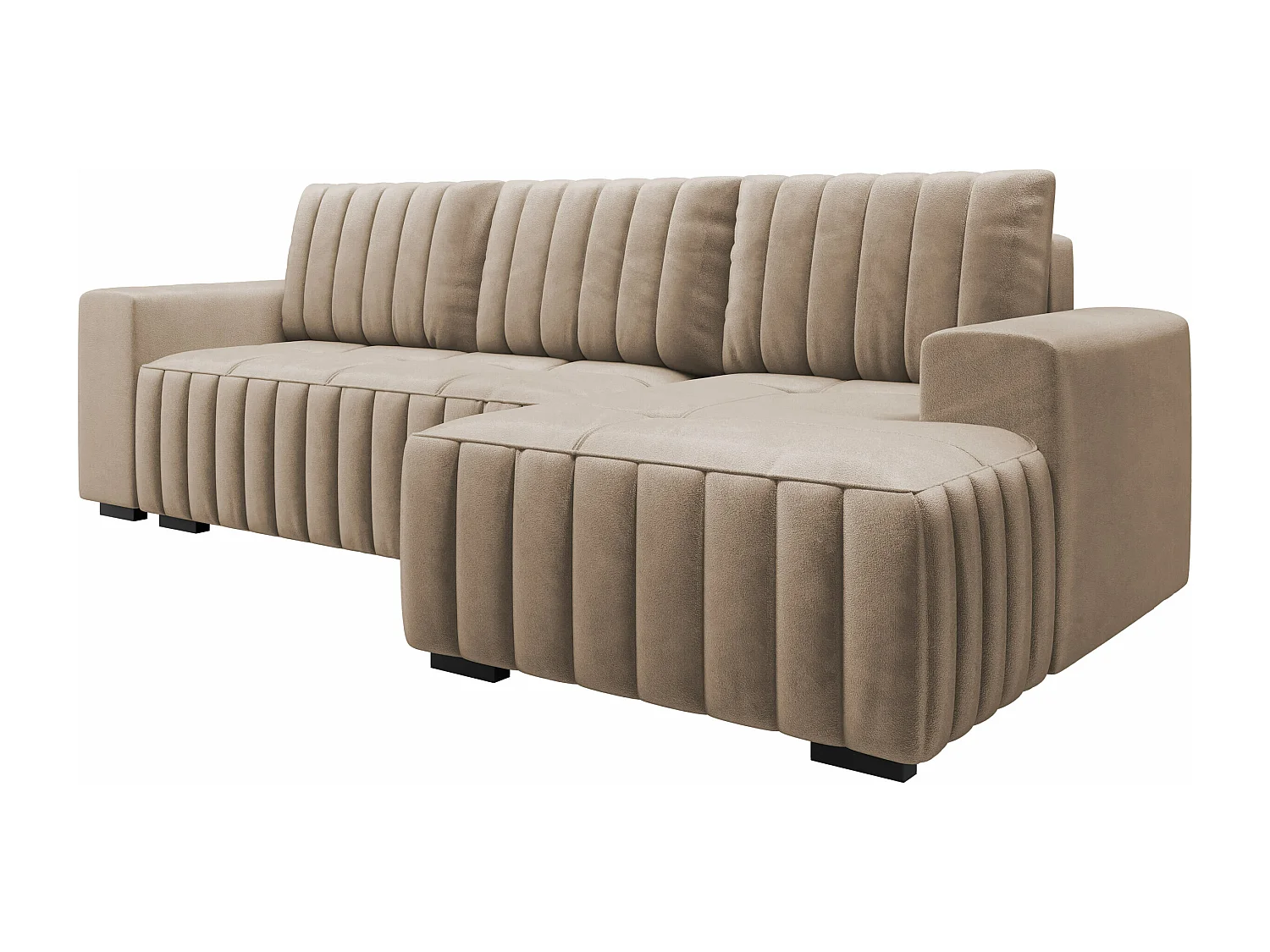 Canapé d'angle Columbus 154, Brun clair, Fonction de couchage, Boîte de literie, 240x85cm