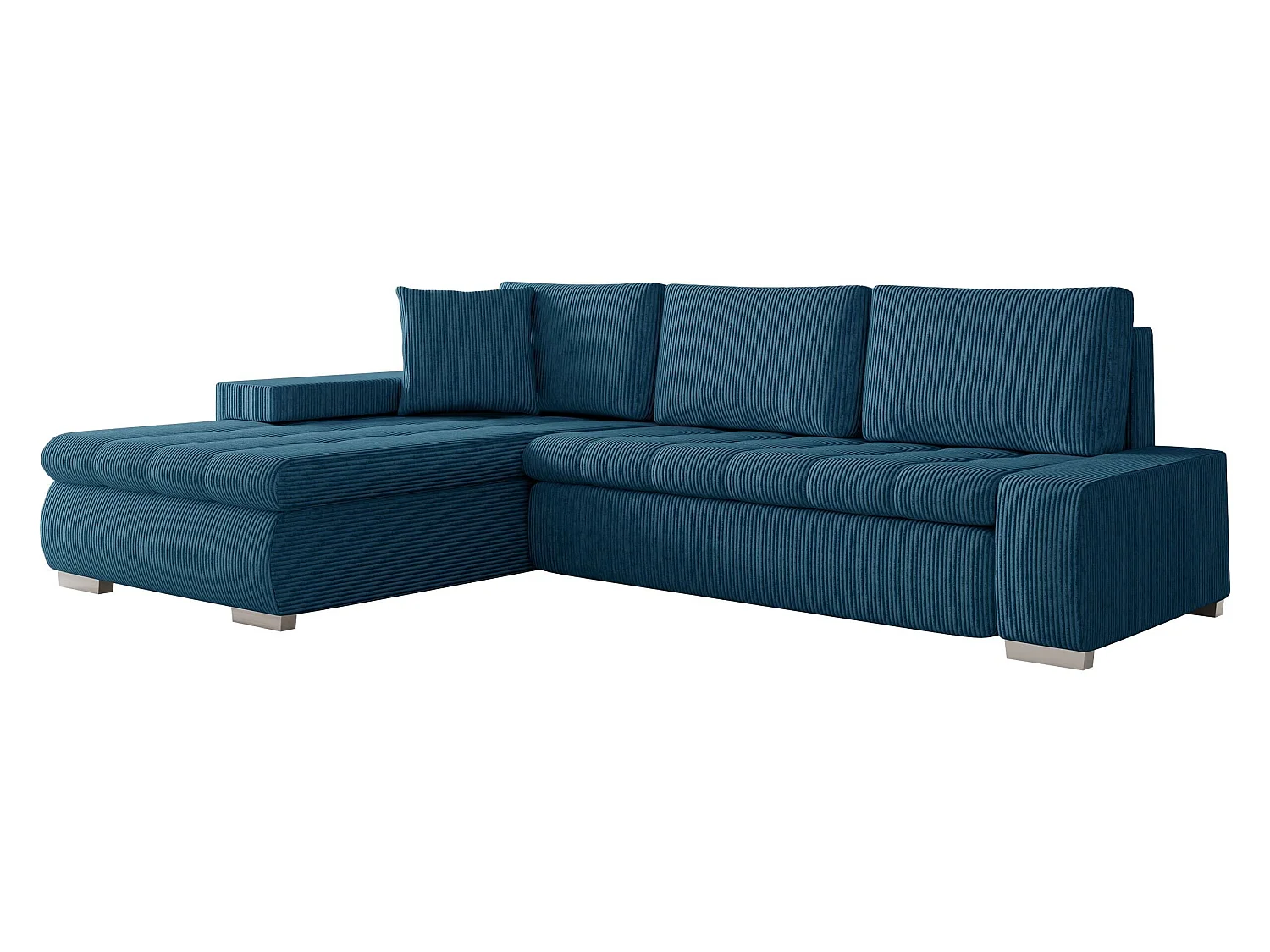 Canapé d'angle convertible 3 places en tissu turquoise