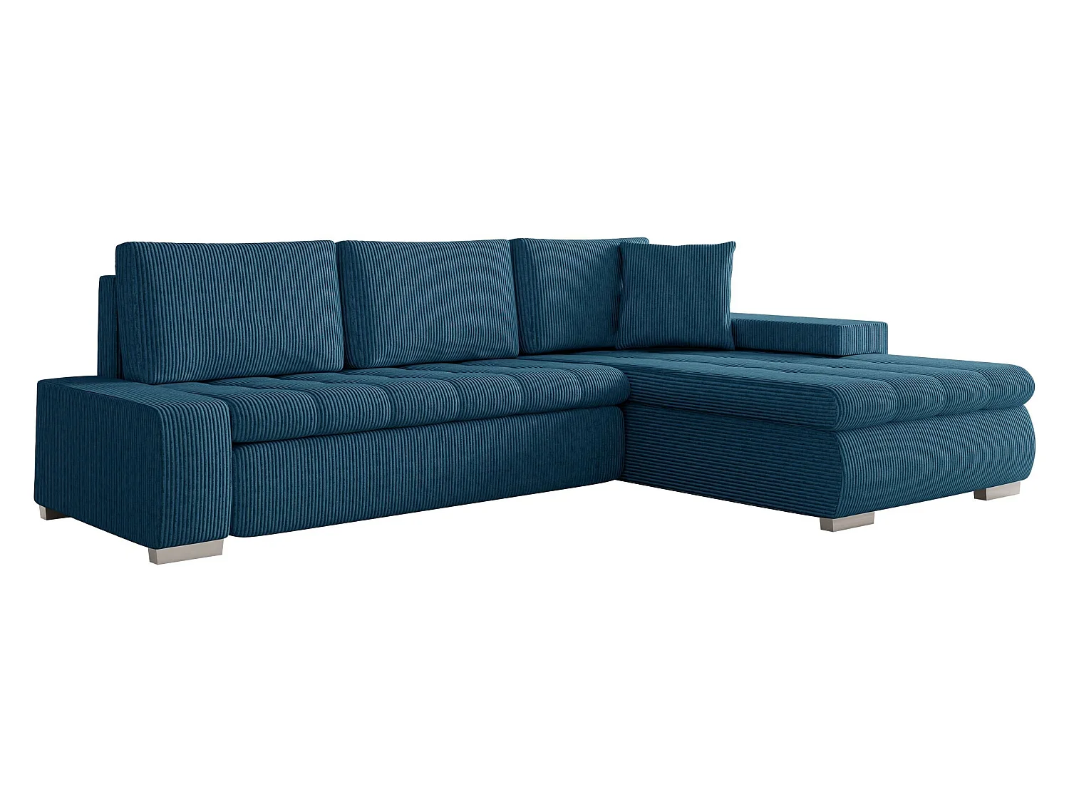 Canapé d'angle convertible 3 places en tissu turquoise