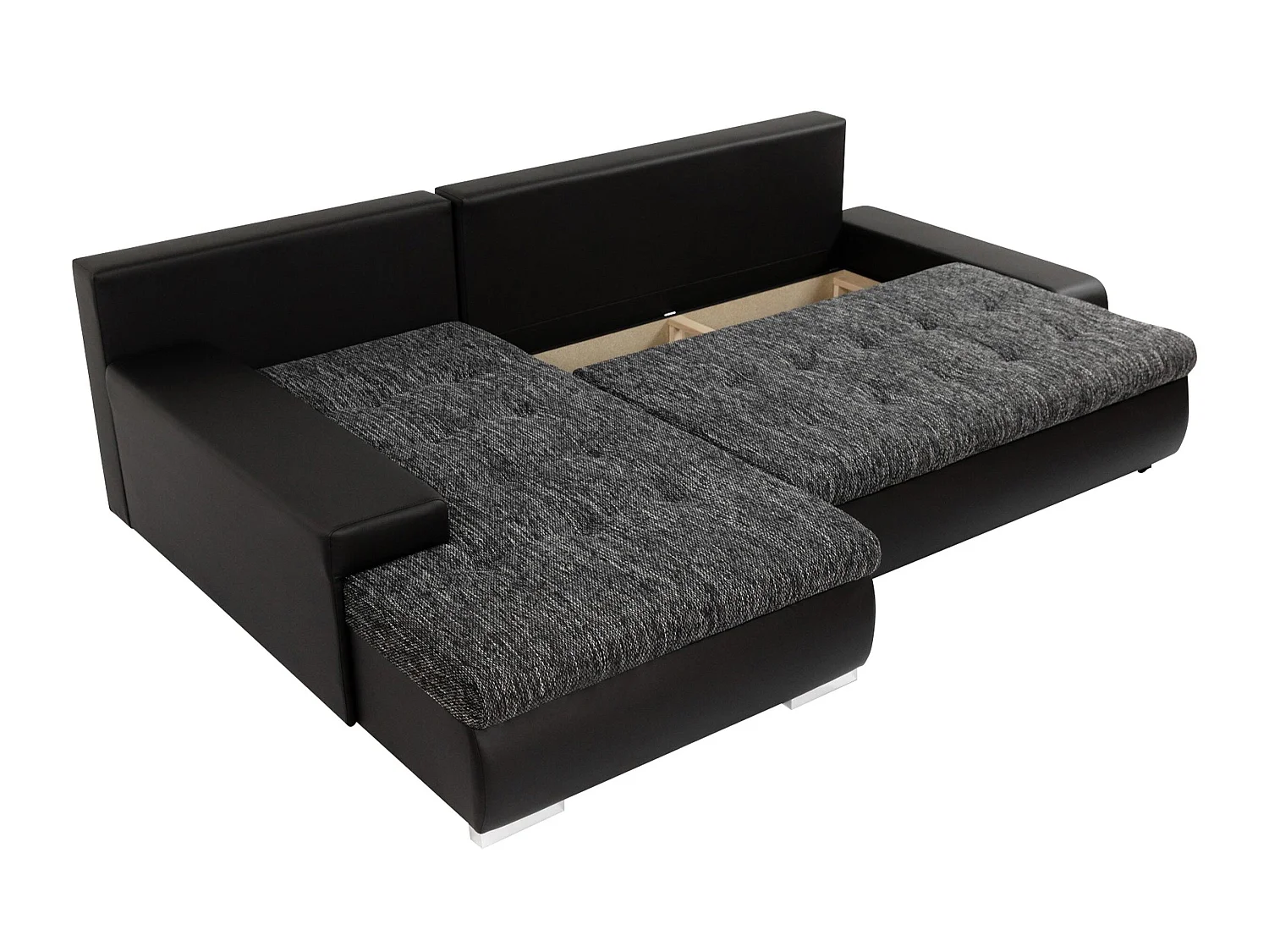 Canapé d'angle convertible 3 places en tissu turquoise