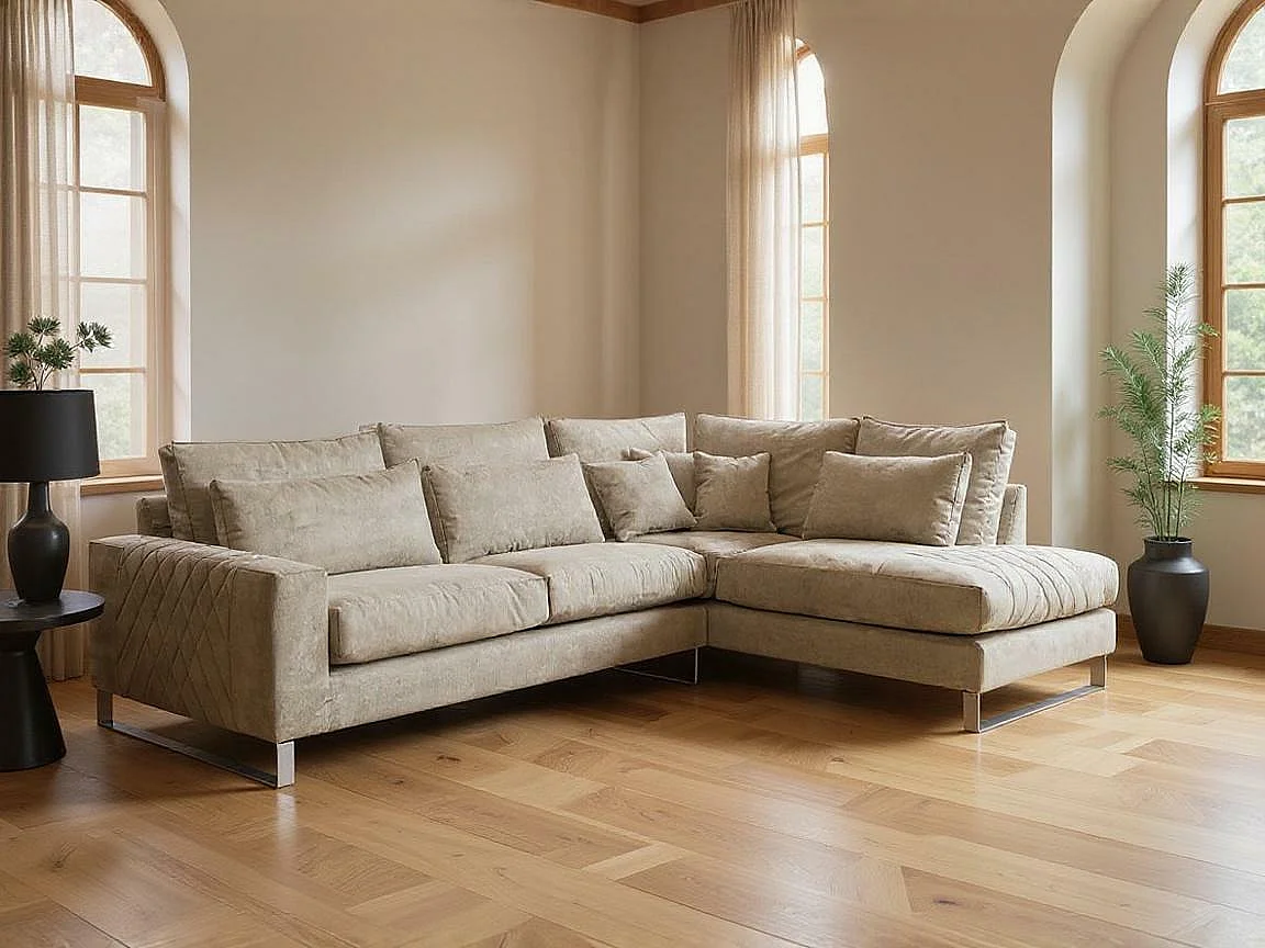 Canapé d'angle Kingsport 112, Brun clair, 314x224x90cm