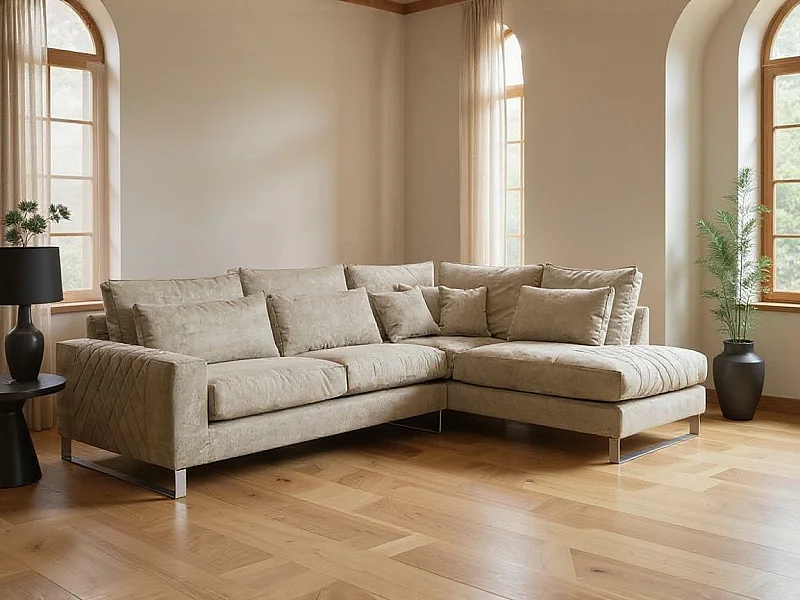 Sofá rinconero Kingsport 112, De color marrón claro, 314x224x90cm