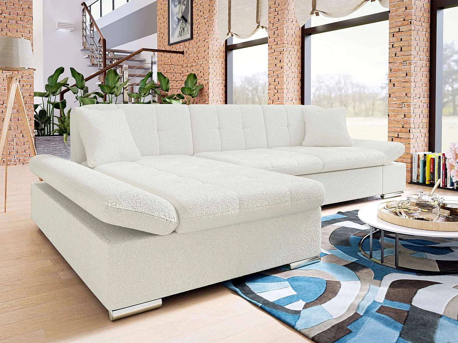Canapé d'angle Comfivo Serenitas, Blanc, 278x161x76cm