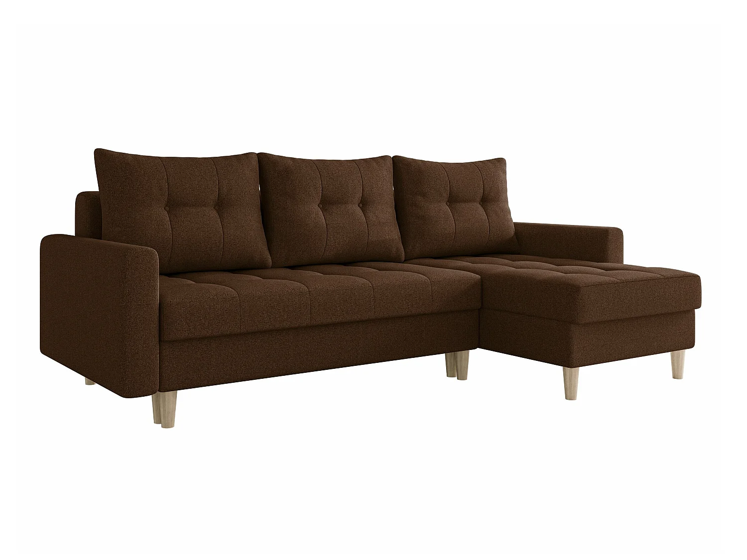 Canapé d'angle convertible 3 places en tissu marron BOULDER
