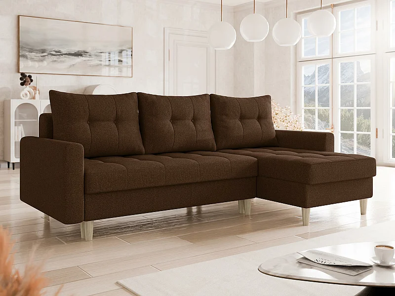 Canapé d'angle Boulder 100, Marron, Disponible, 222x140x90cm