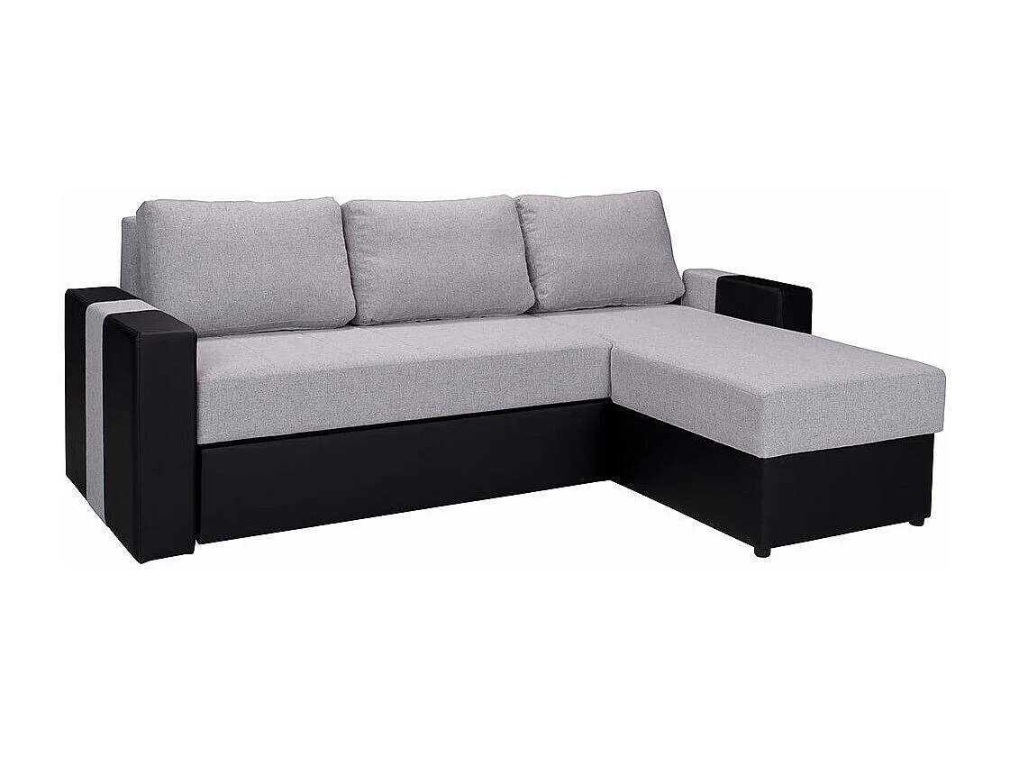 Canapé d'angle Providence 175, Gris, Fonction de couchage, Boîte de literie, 234x156x82cm