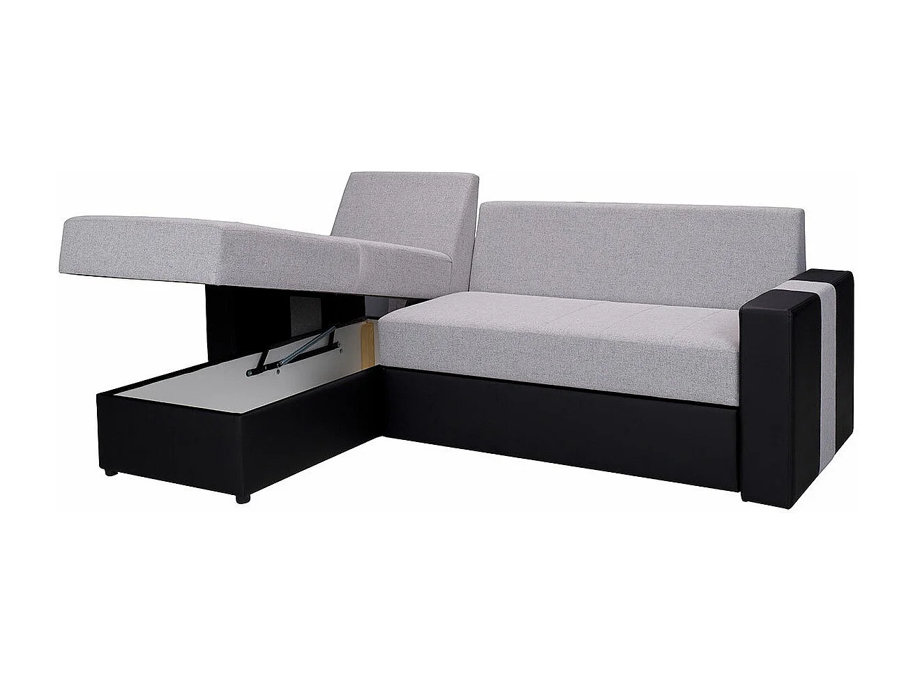 Canapé d'angle Providence 175, Gris, Fonction de couchage, Boîte de literie, 234x156x82cm