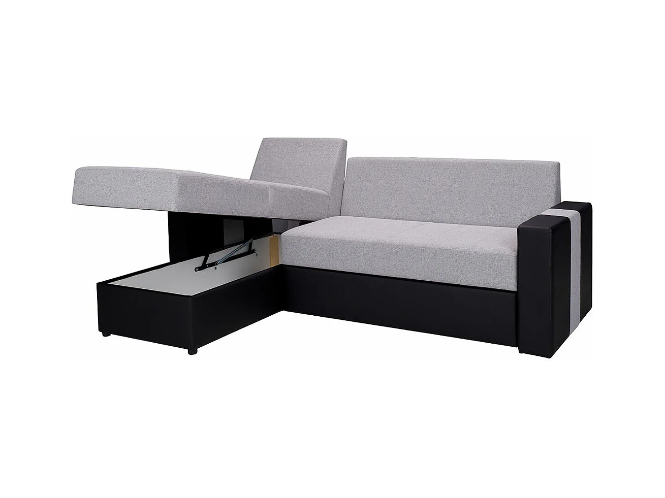 Canapé d'angle Providence 175, Gris, Fonction de couchage, Boîte de literie, 234x156x82cm