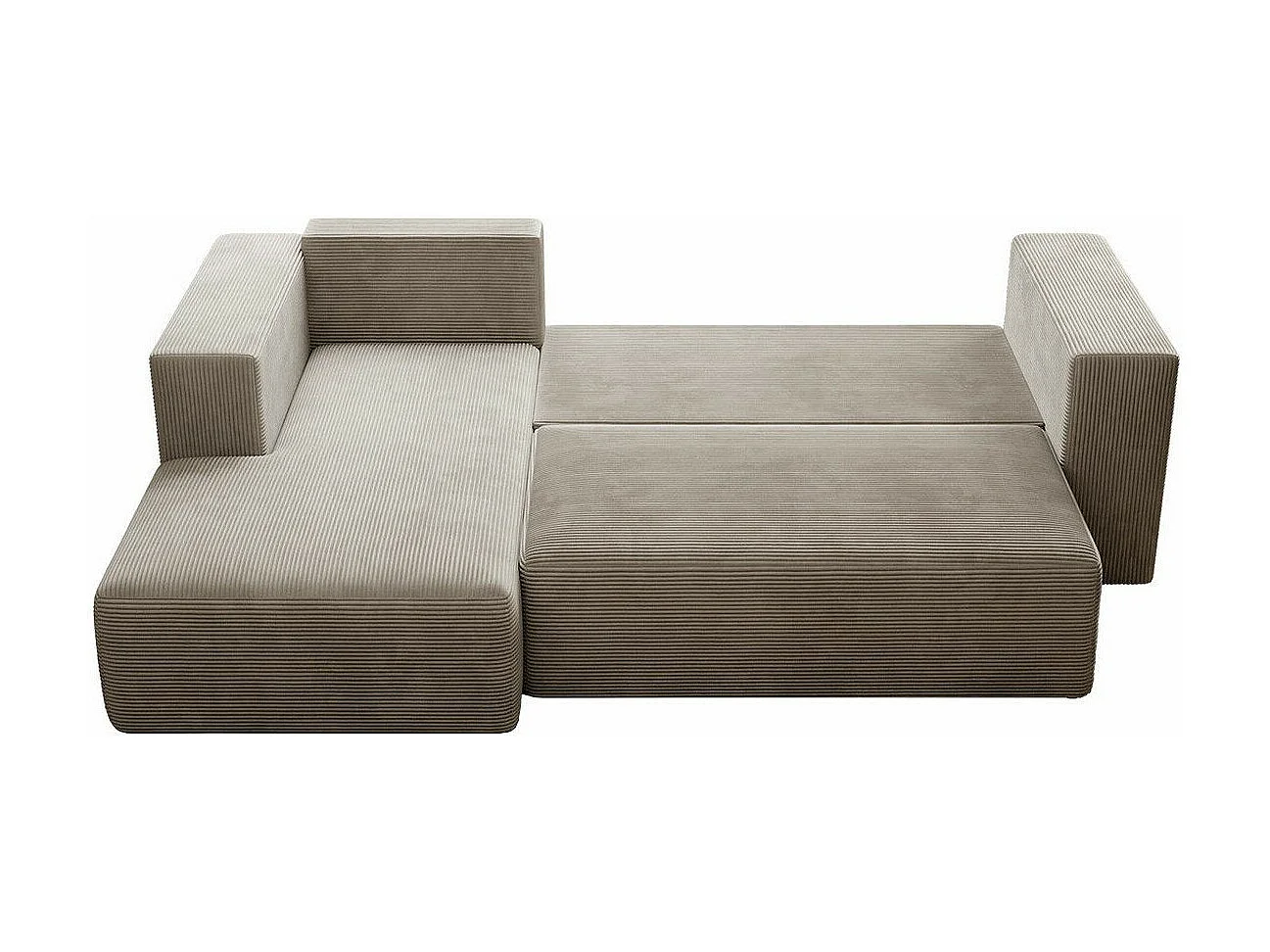 Sofá de canto Arvada 116, Castanho claro, Funcionalidade de dormir