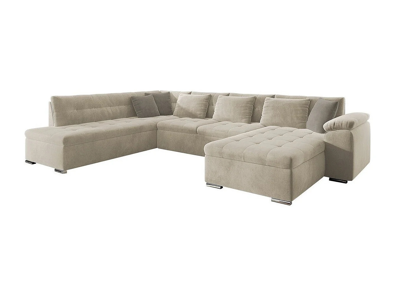 Sofá rinconero Comfivo 128, De color marrón claro, Función de descanso, 348x205x76cm