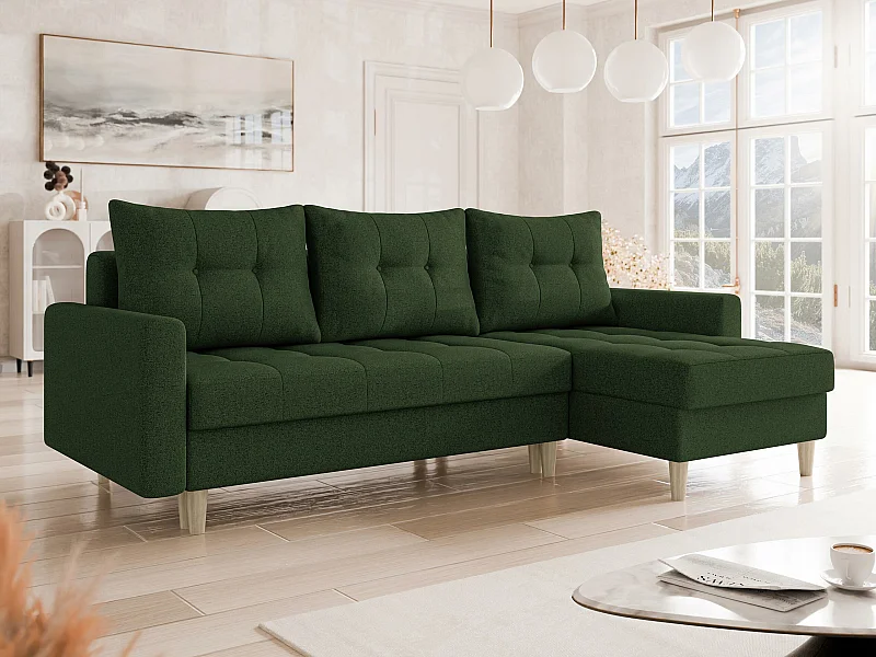 Canapé d'angle Boulder 100, Vert, Disponible, 222x140x90cm