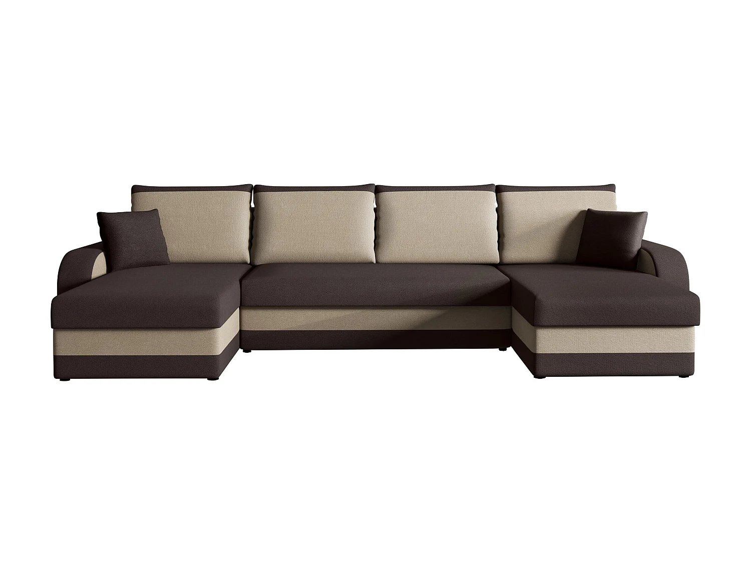 Canapé d'angle convertible 3 places en tissu marron