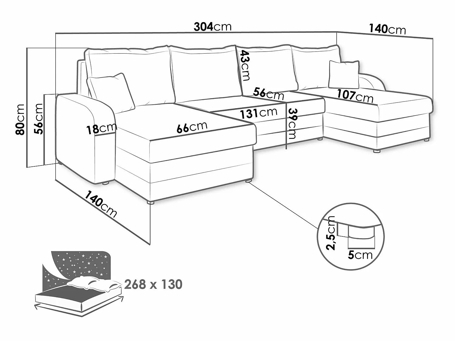 Canapé d'angle convertible 3 places en tissu marron