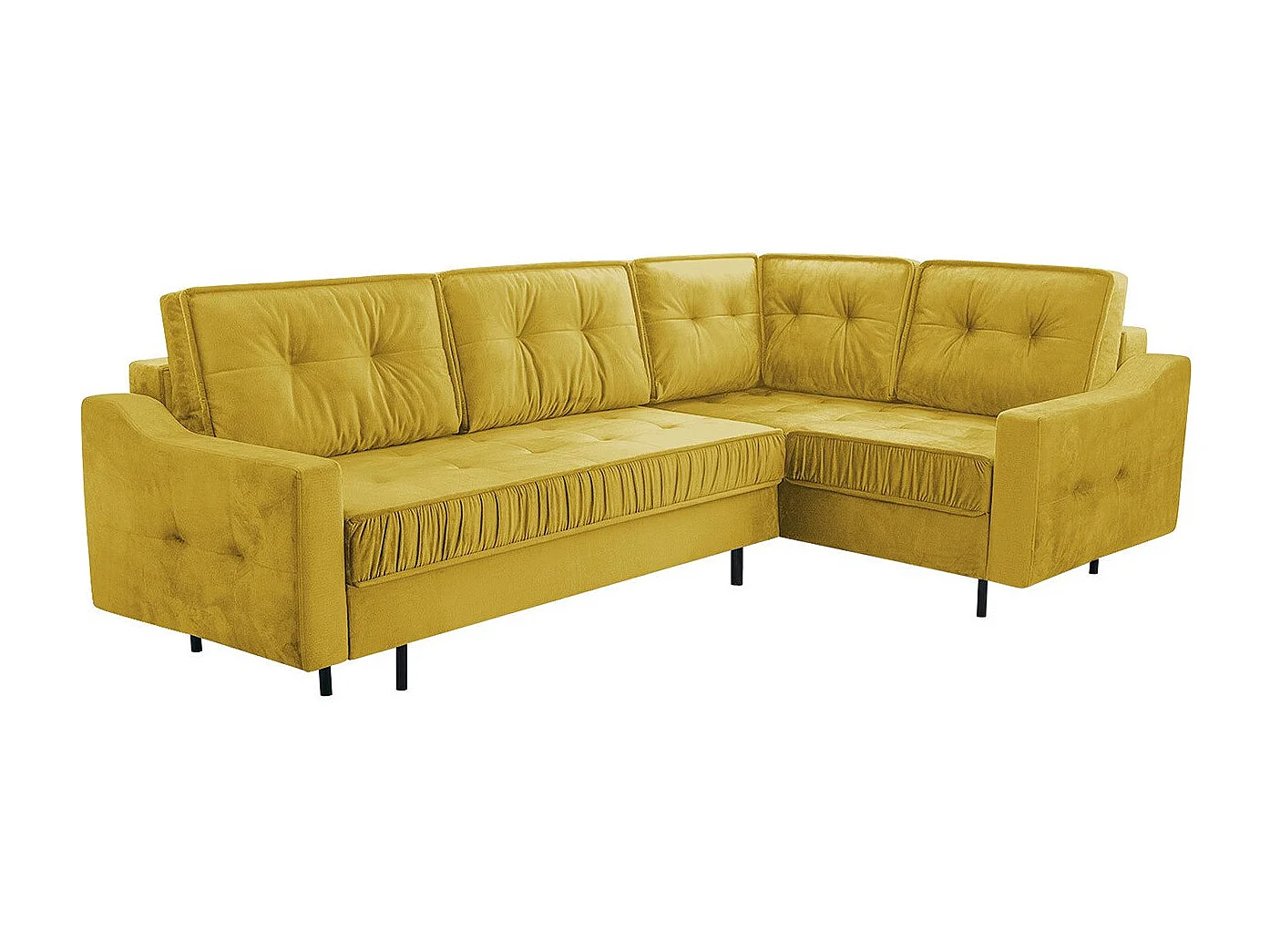 Canapé d'angle Kingsport 115, Jaune, Fonction de couchage, Boîte de literie, 289x185cm