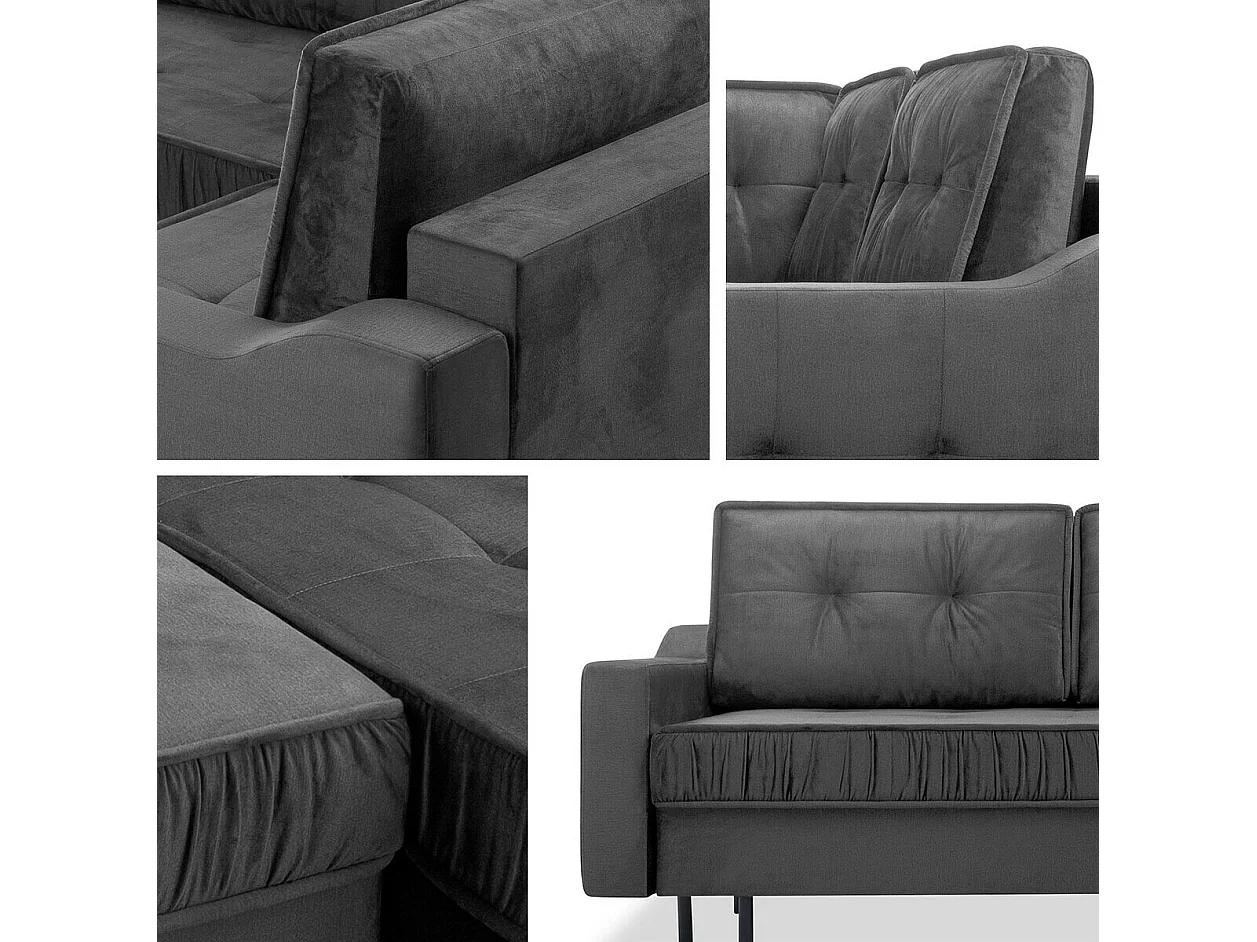 Canapé d'angle Kingsport 115, Jaune, Fonction de couchage, Boîte de literie, 289x185cm