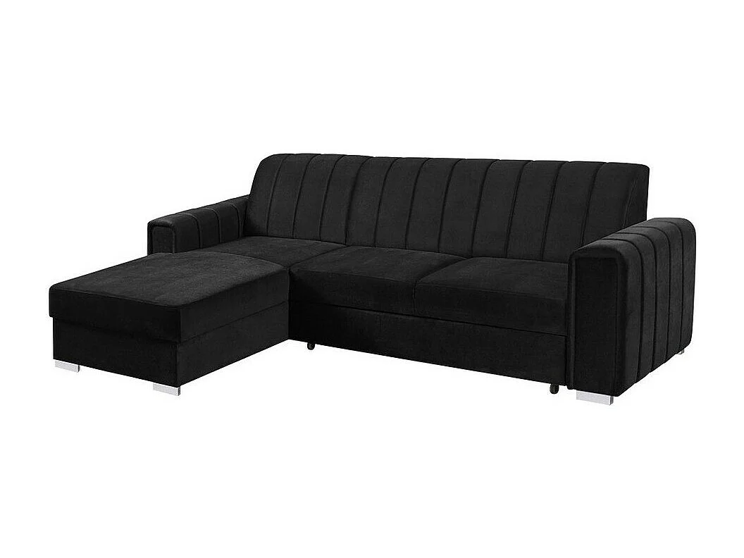 Canapé d'angle Columbus 166, Noir, Fonction de couchage, Boîte de literie, 260x183x86cm