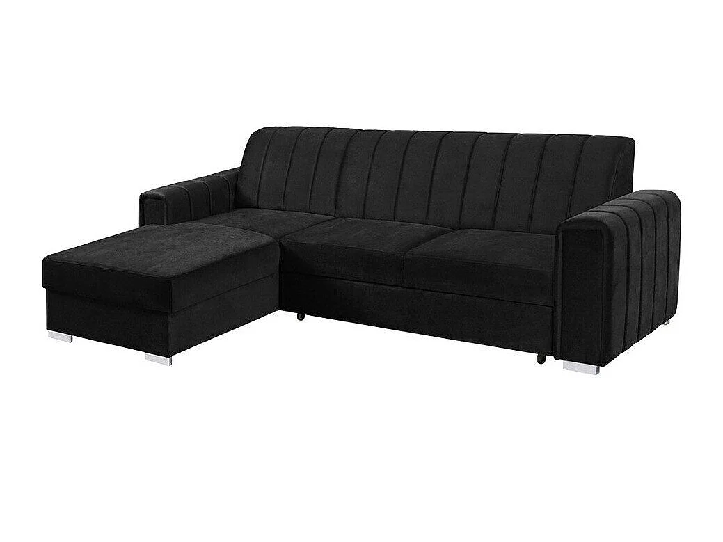 Sofá rinconero Columbus 166, Negro, Función de descanso, Almacenaje