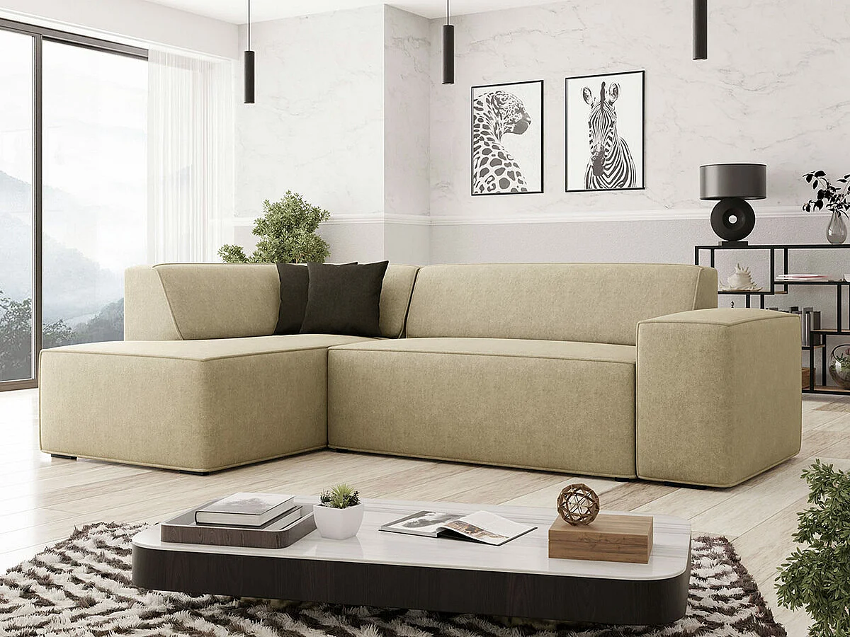 Sofá rinconero Comfivo 289, De color marrón claro, 267x205x73cm