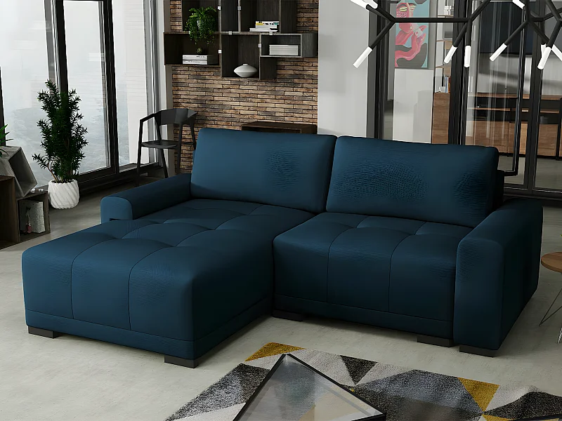 Sofá rinconero Columbus 183, Azul, Función de descanso, Almacenaje, 237x180x75cm