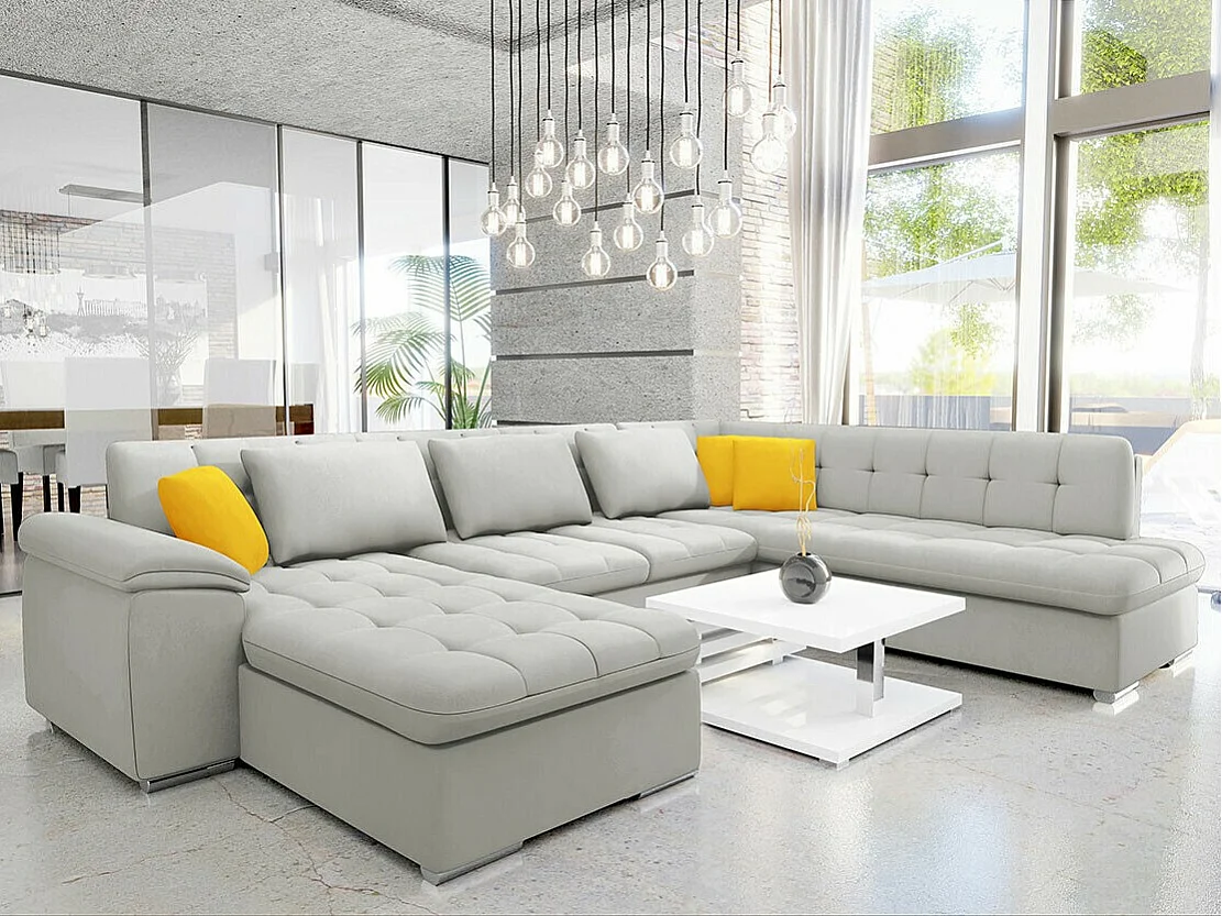 Canapé d'angle Comfivo 180, Gris, Disponible, 348x205x76cm