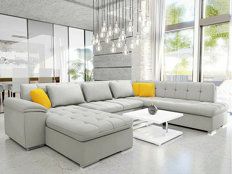 Canapé d'angle Comfivo 180, Gris, Disponible, 348x205x76cm