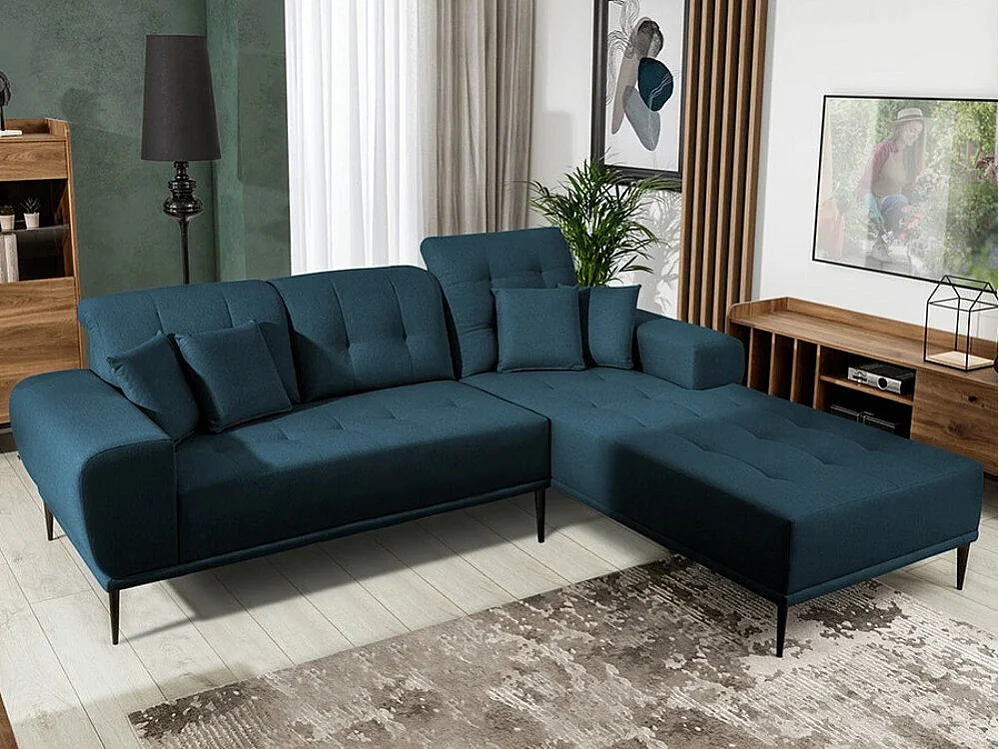 Sofá de canto Providence 153, Azul, Funcionalidade de dormir