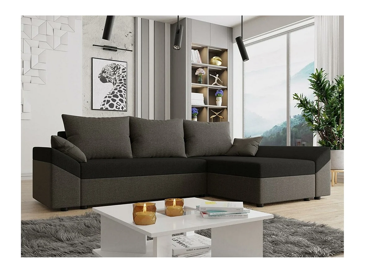 Sofá rinconero Memphis 130, Gris, Función de descanso, Almacenaje, 240x140x82cm