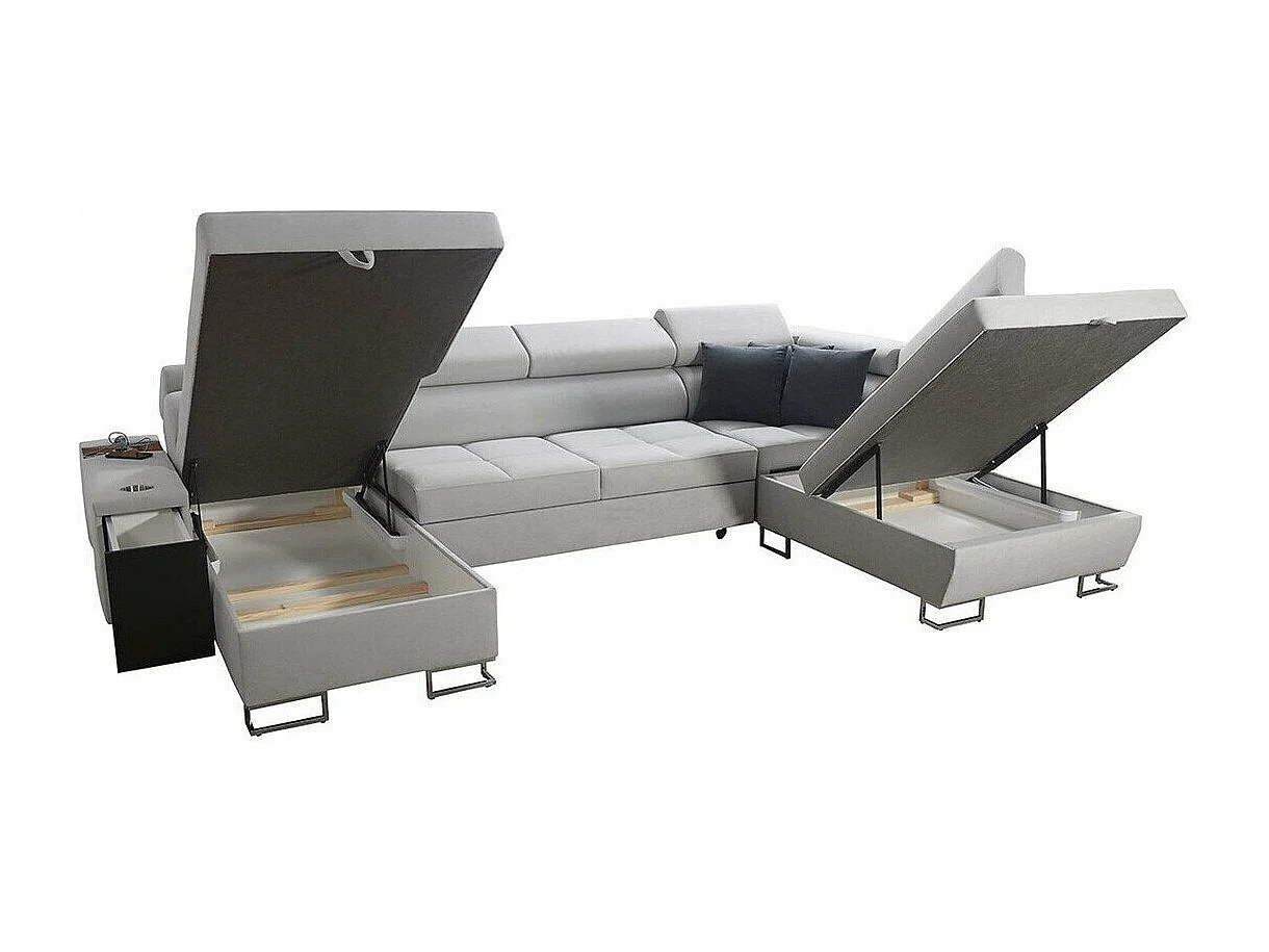 Canapé d'angle Pearland 114, Marron, Fonction de couchage, Boîte de literie, 360x221x84cm