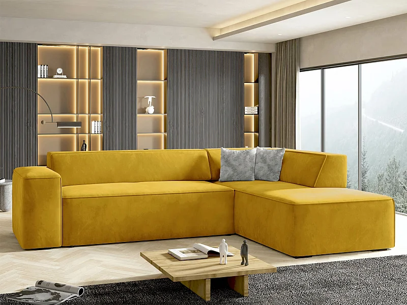 Sofá rinconero Comfivo 289, Amarillo, 267x205x73cm