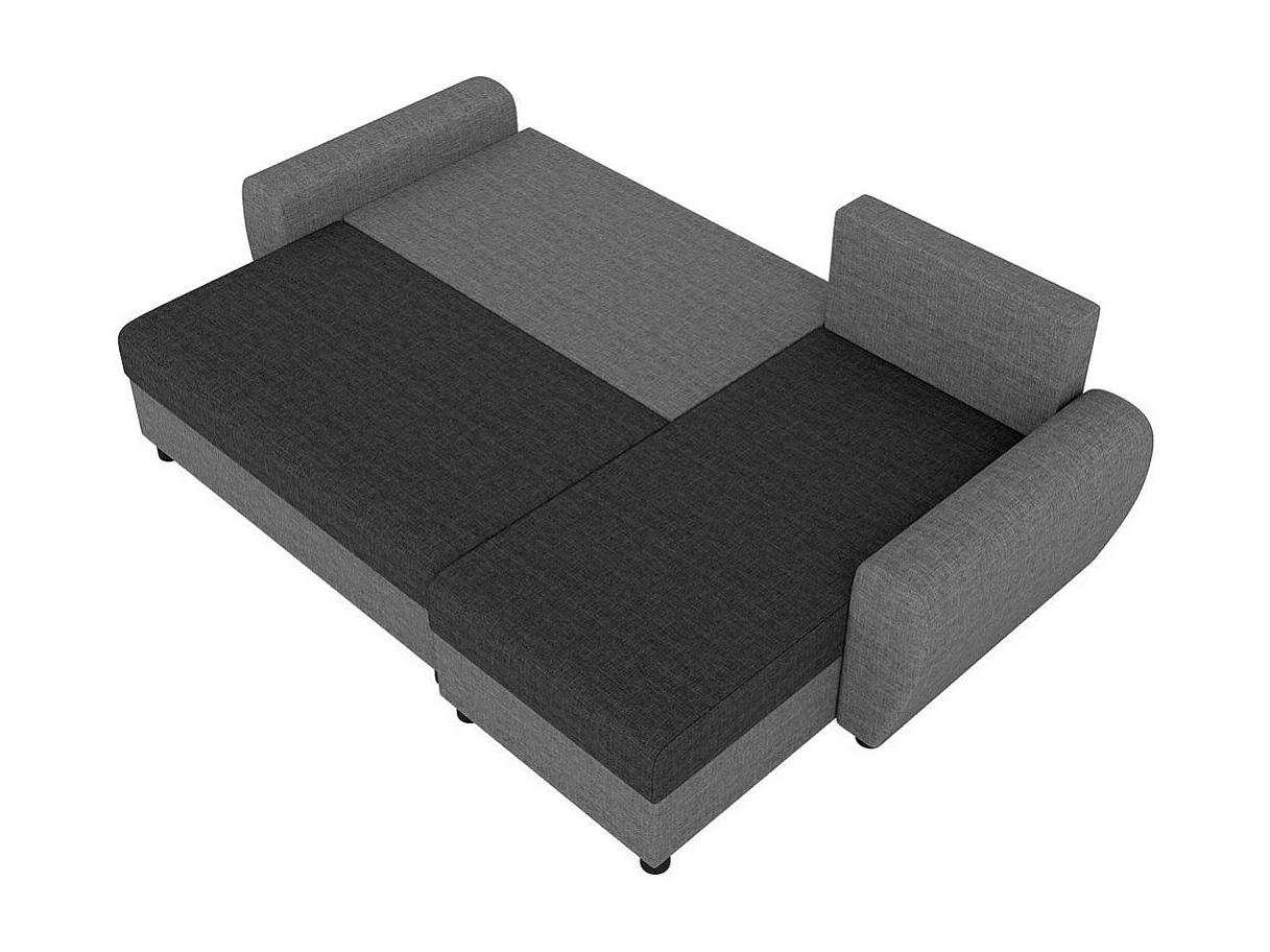 Canapé d'angle Memphis 123, Gris, Fonction de couchage, Boîte de literie, 242x139x83cm