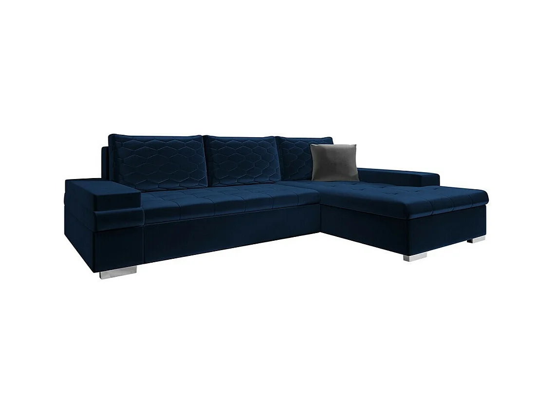Canapé d'angle Comfivo 212, Bleu, Fonction de couchage, Boîte de literie, 274x182x83cm
