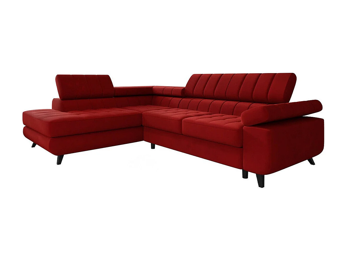 Sofá rinconero Comfivo 207, Rojo, Función de descanso, Almacenaje, 264x203x73cm