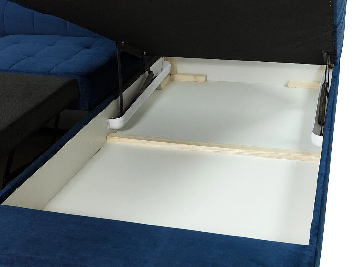 Canapé d'angle convertible 3 places en tissu rouge 264x203x73 cm