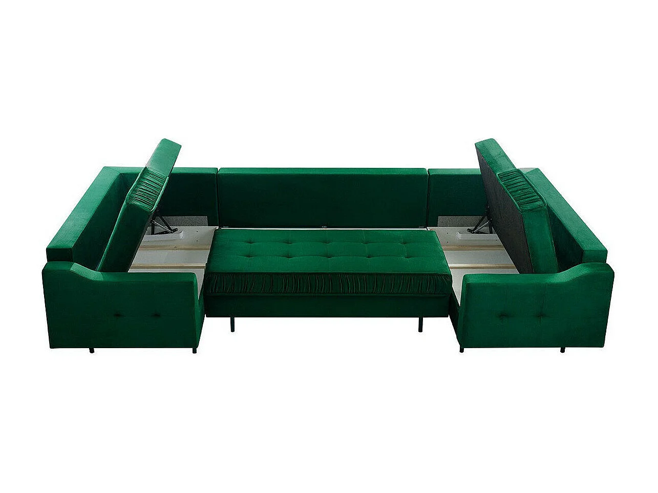 Canapé d'angle Kingsport 114, Bleu, Fonction de couchage, Boîte de literie, 365x185x105cm