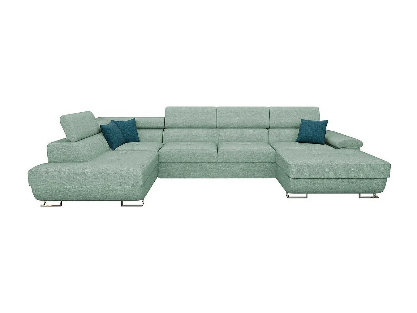 Sofá rinconero Comfivo 241, Turquesa, Función de descanso, Almacenaje, 345x202x71cm