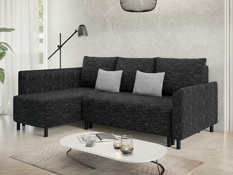 Sofá rinconero Rome 104, Gris, Función de descanso, Almacenaje, 205x144x89cm