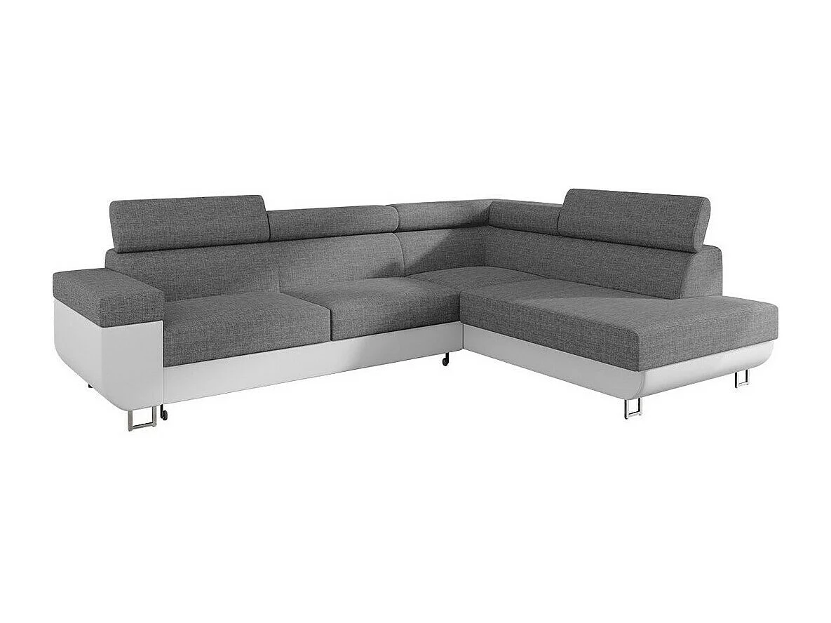 Sofá rinconero Comfivo 306, Gris, Función de descanso, Almacenaje, 253x188x71cm