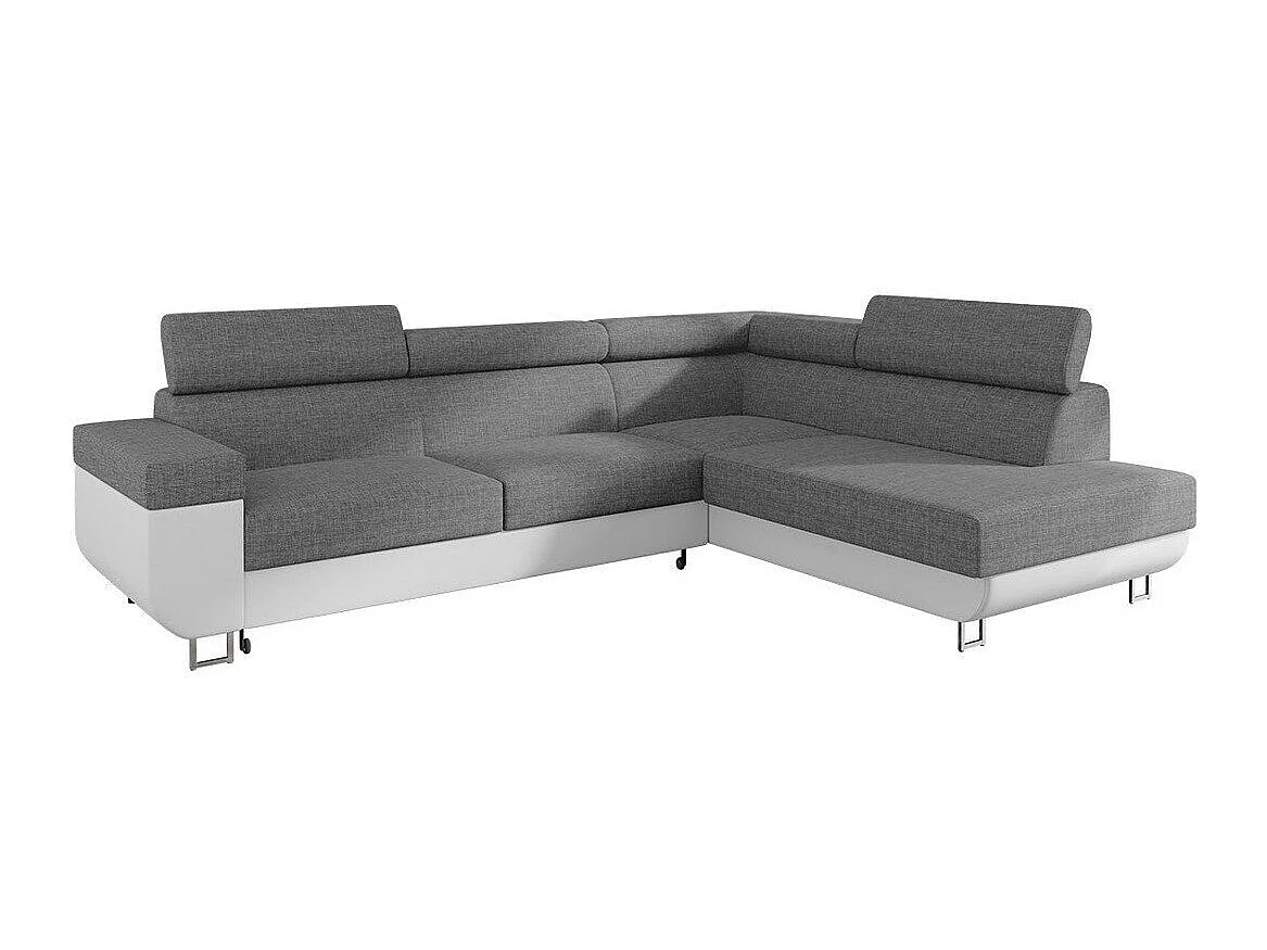 Canapé d'angle Comfivo Liberta, Gris clair, Fonction de couchage