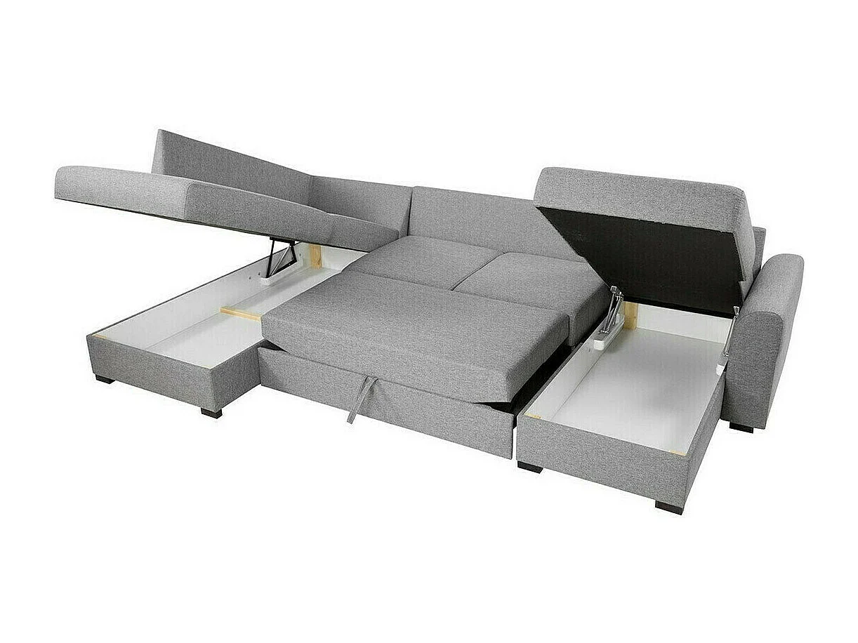 Sofá rinconero Comfivo 189, Azul, Función de descanso, Almacenaje, 305x188x85cm