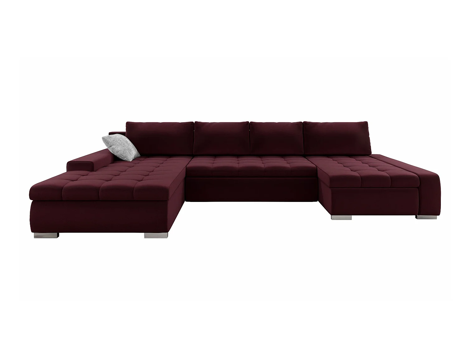 Canapé d'angle convertible 3 places en tissu rouge
