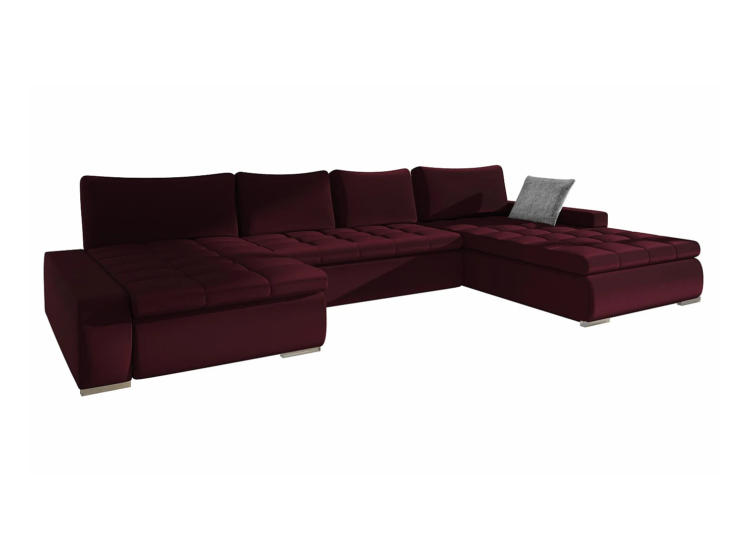 Canapé d'angle convertible 3 places en tissu rouge