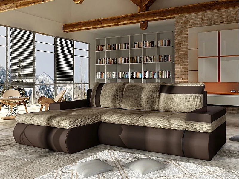 Sofá rinconero Temple 101, Marrón, Función de descanso, Almacenaje, 245x182x90cm