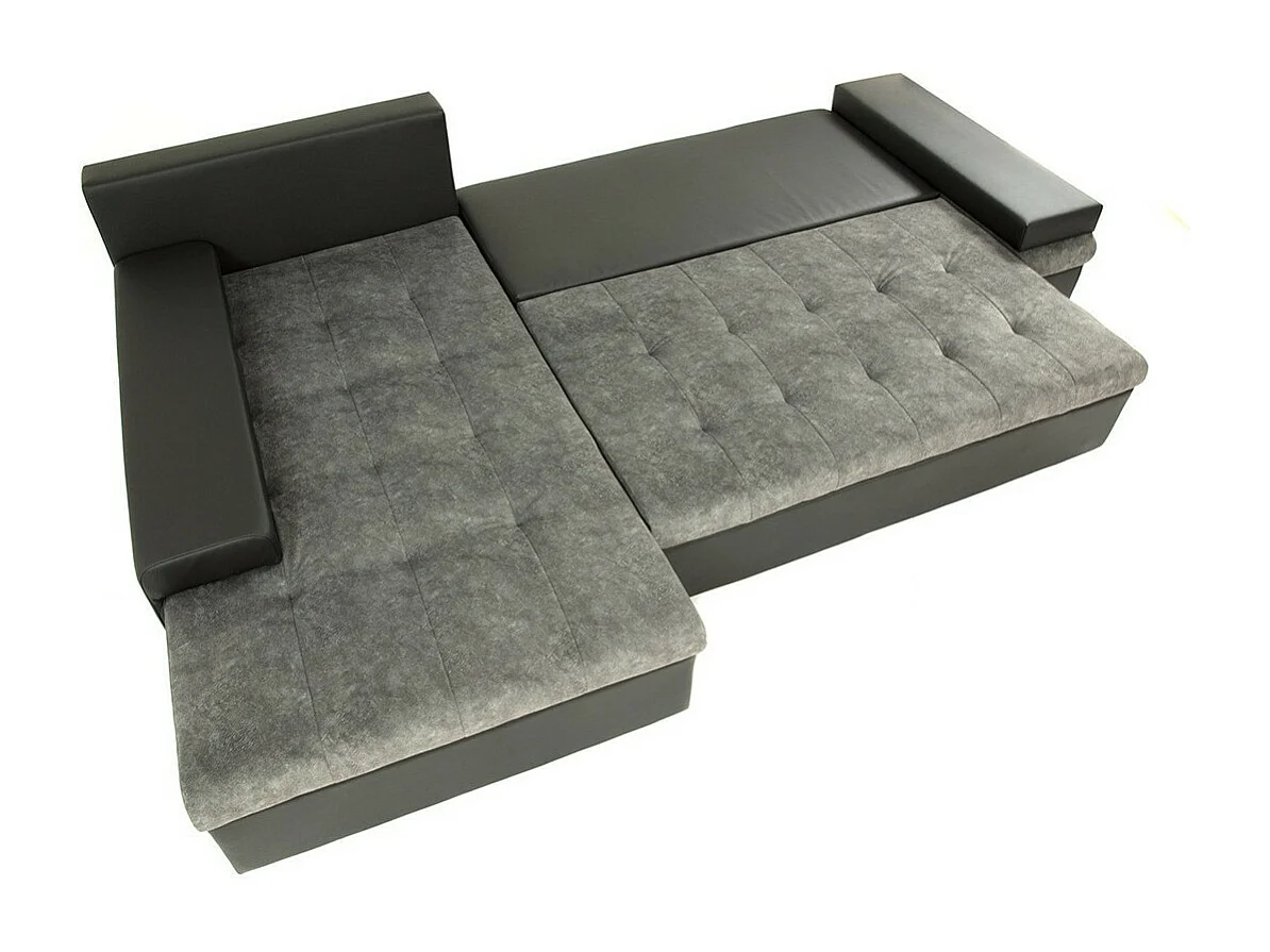 Canapé d'angle Comfivo 121, Gris, Fonction de couchage, Boîte de literie, 274x182x83cm