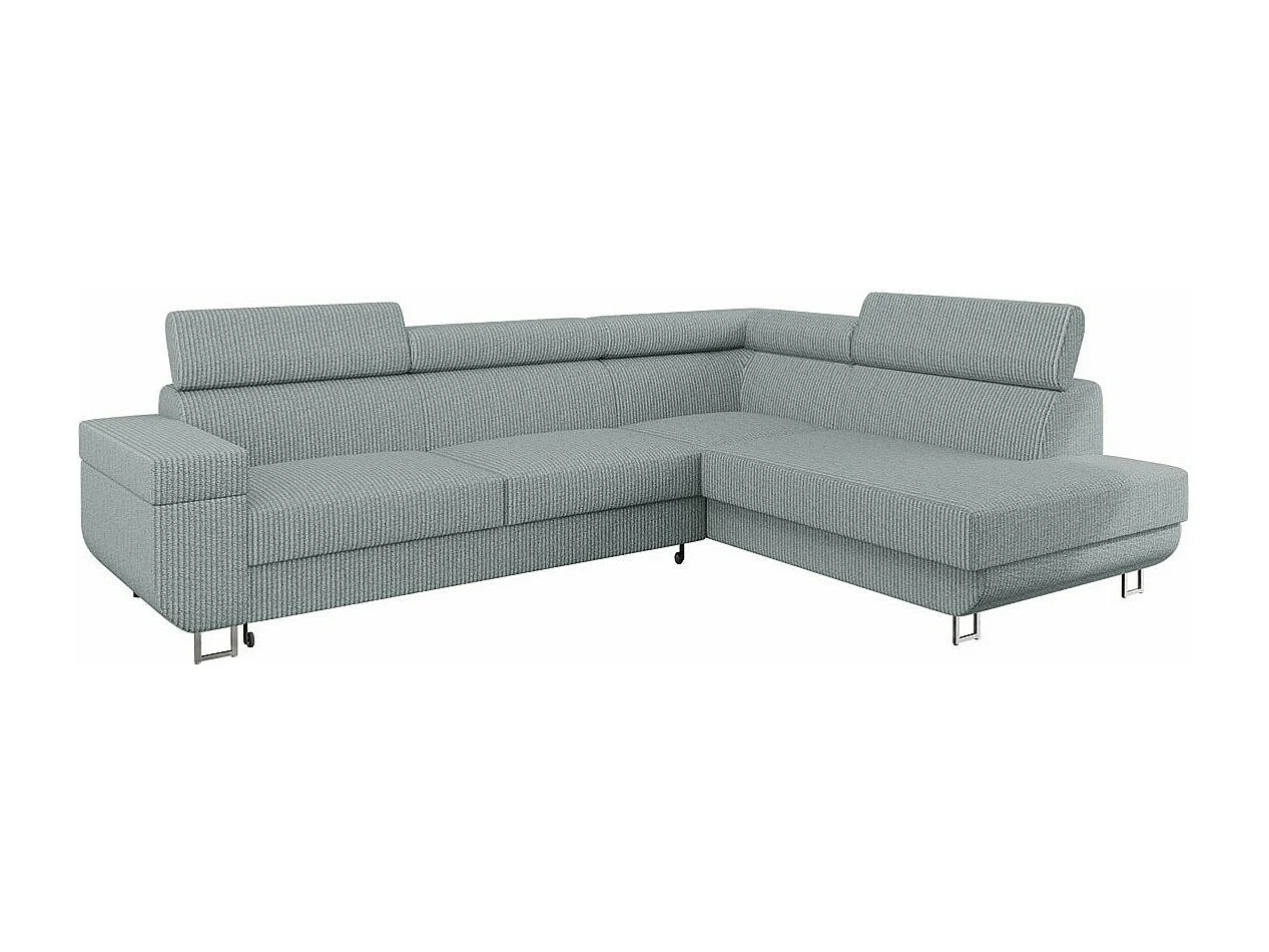 Sofá rinconero Comfivo 306, Gris, Función de descanso, Almacenaje, 253x188x71cm