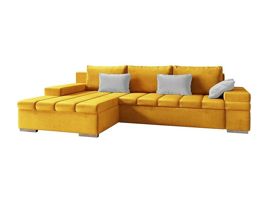 Sofá rinconero Comfivo 169, Amarillo, Función de descanso, Almacenaje, 310x175x83cm