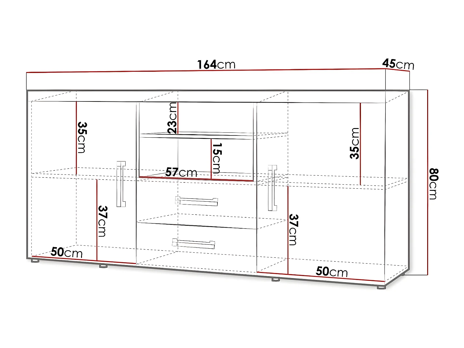 Cómoda Cormiru 103, Com gavetas e portas, Número de gavetas: 2