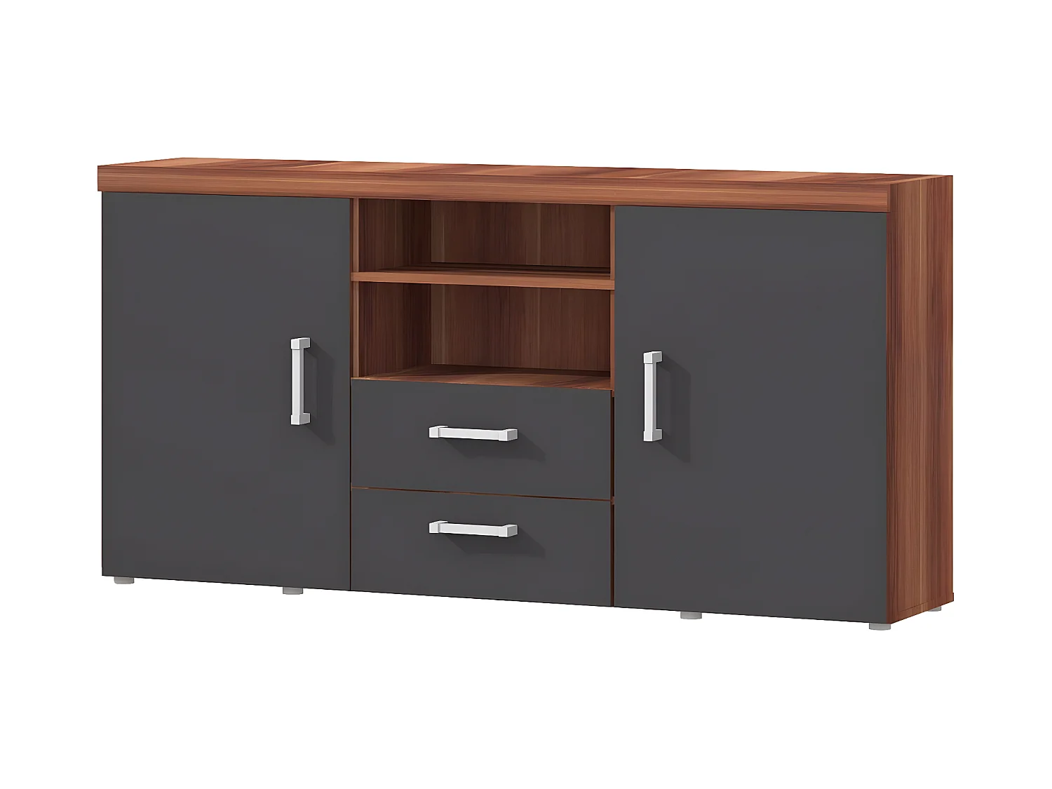 Commode Cormiru 103, Graphite|Prune, Avec tiroirs et portes, Nombre de tiroirs: 2, 80cm