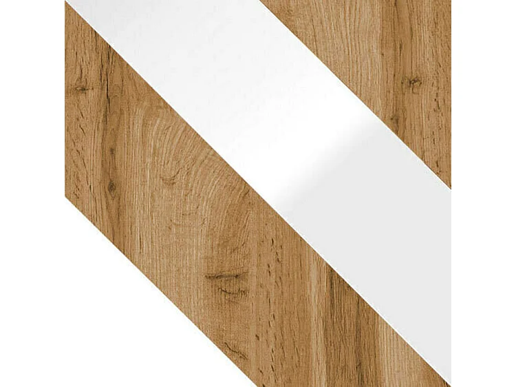 Commode Sarasota 127, Chêne wotan|Blanc|Blanc brillant, Tiroirs et portes, 81x150x39cm