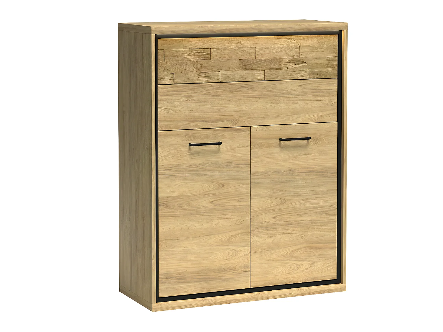 Commode Etrmoni 103, Clair bois|Chêne, Tiroirs et portes, Nombre de tiroirs: 2, 120x92cm