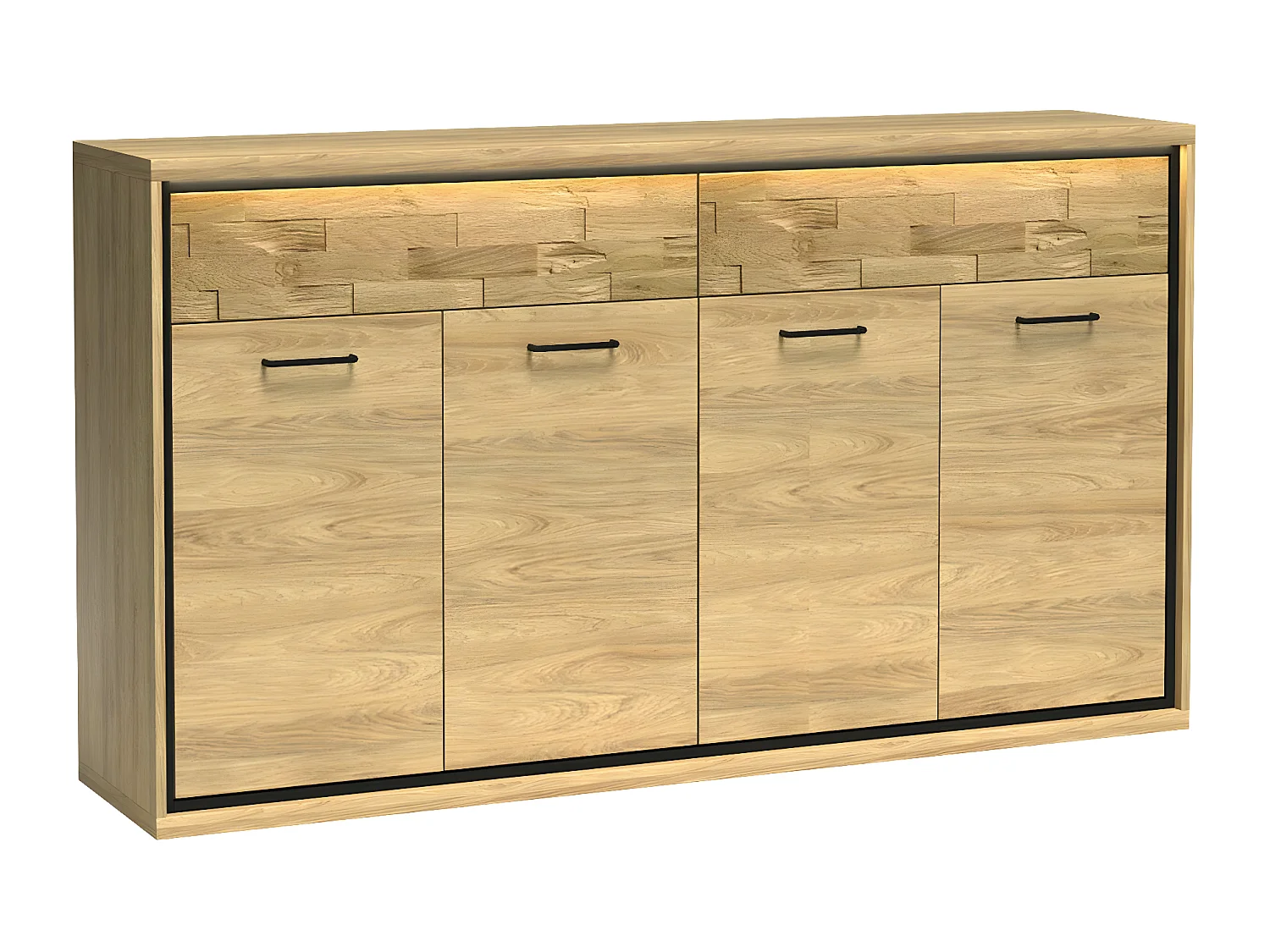 Commode Etrmoni 105, Clair bois|Chêne, Tiroirs et portes, Nombre de tiroirs: 2, 101x177cm